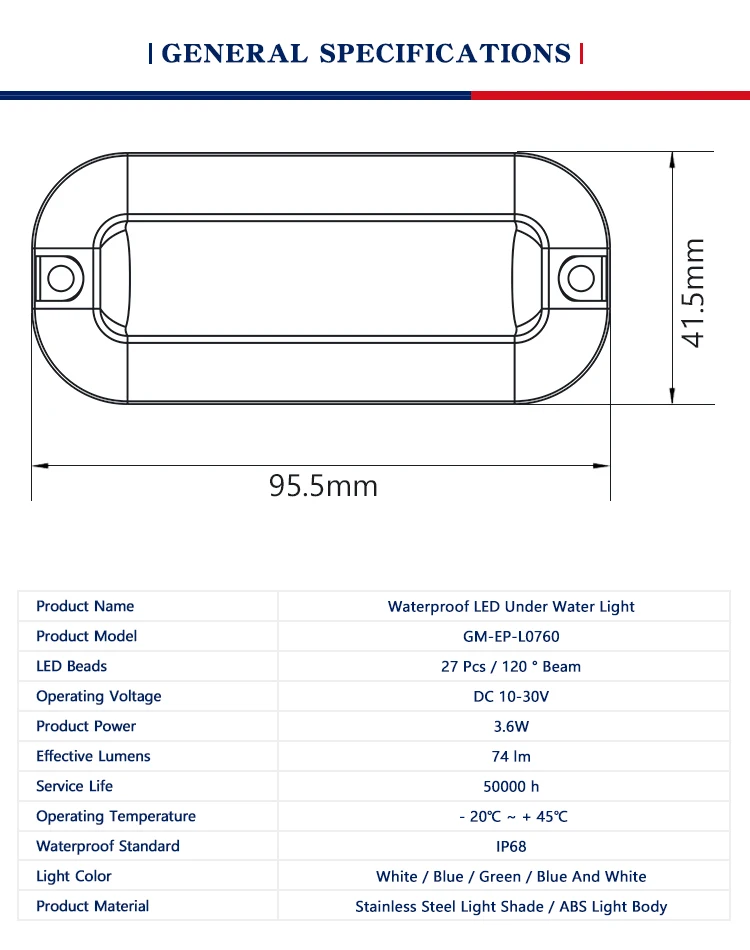Genuine Marine Underwater Led Boat Lights Underwater Waterproof Blue