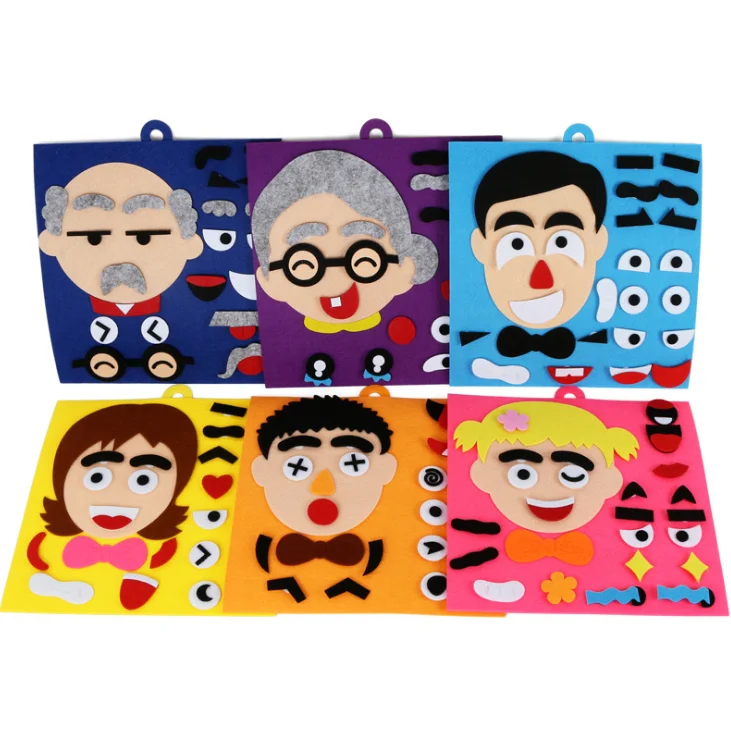 Children Learning Educational Diy Felt Fabric Board Toy,Facial