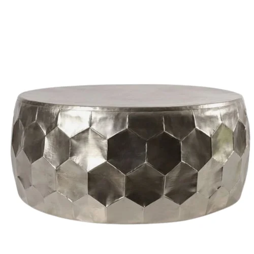 Bee Nest Hexagon Shape Round Coffee Table for Luxury Home Living Room Furniture Classic Vintage Style Metal Center Table Office