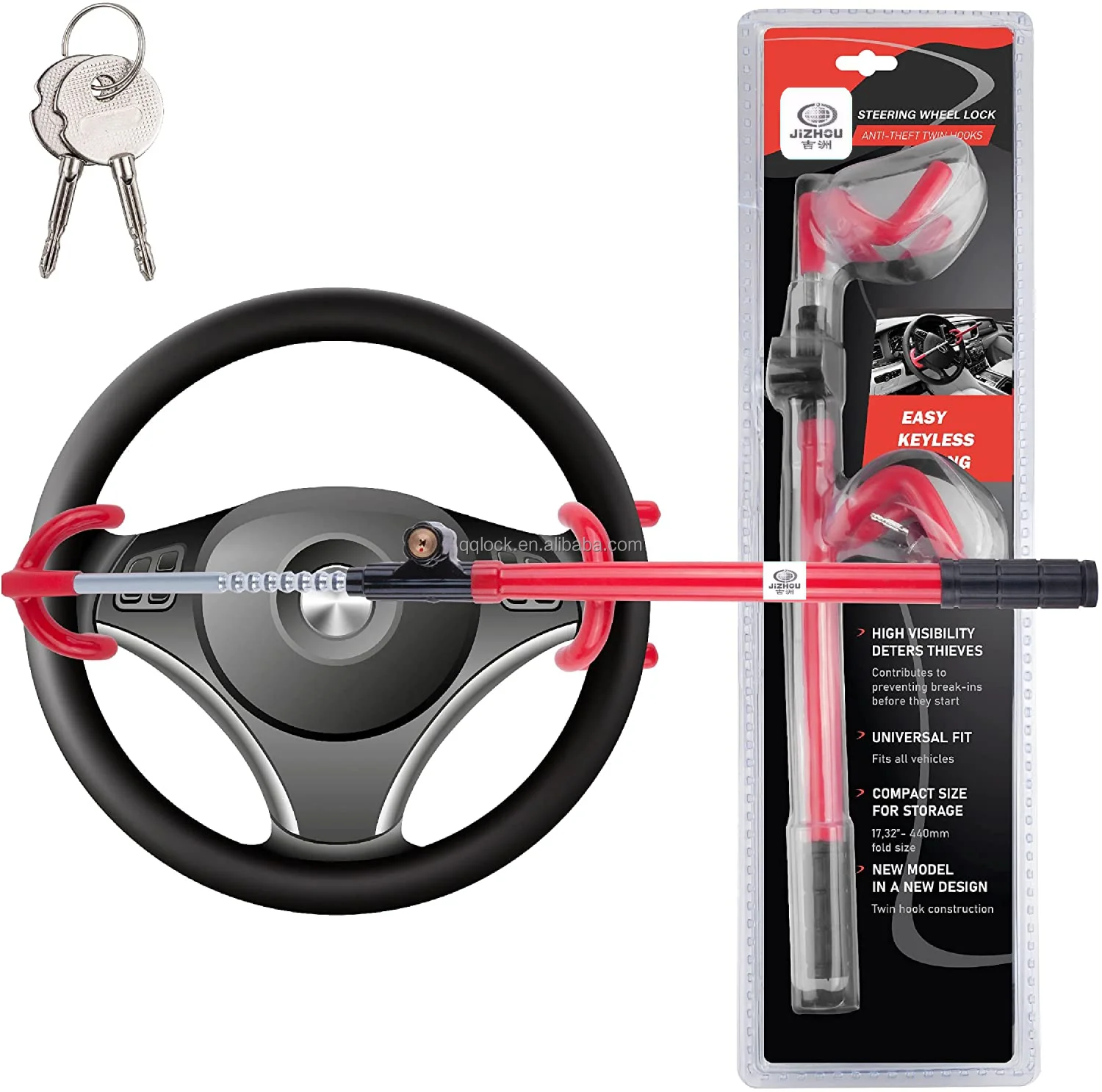 2 Keys Steel Steering Wheel Lock Car Steering Wheel Lock Best Car