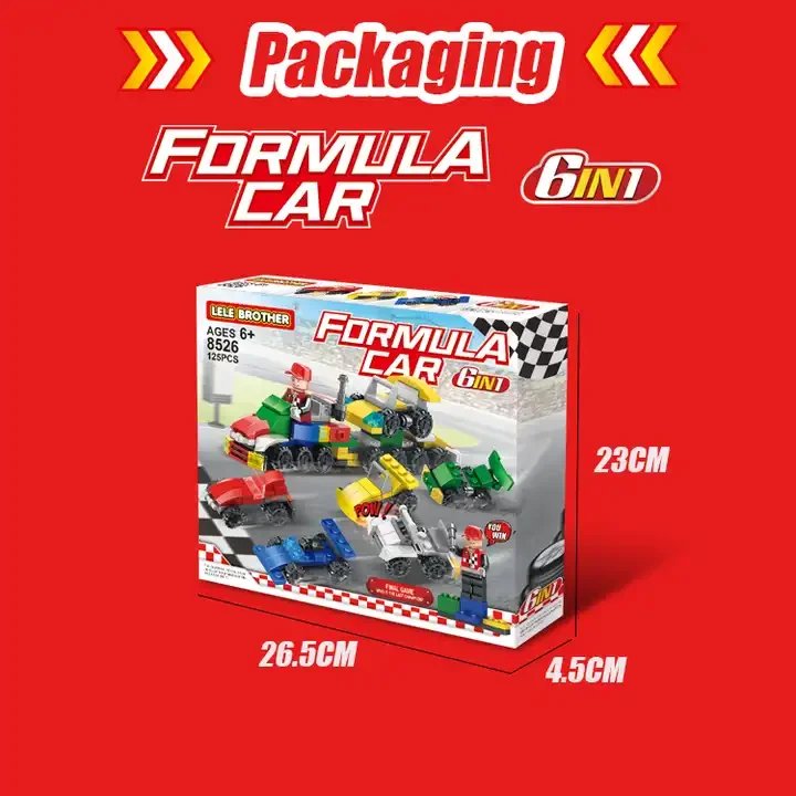 NEW 6-In-1 Mini Formula Car Model Set Build Block Race Cars Brick Mini Car Toys Building Block Set Educational Toys for Children