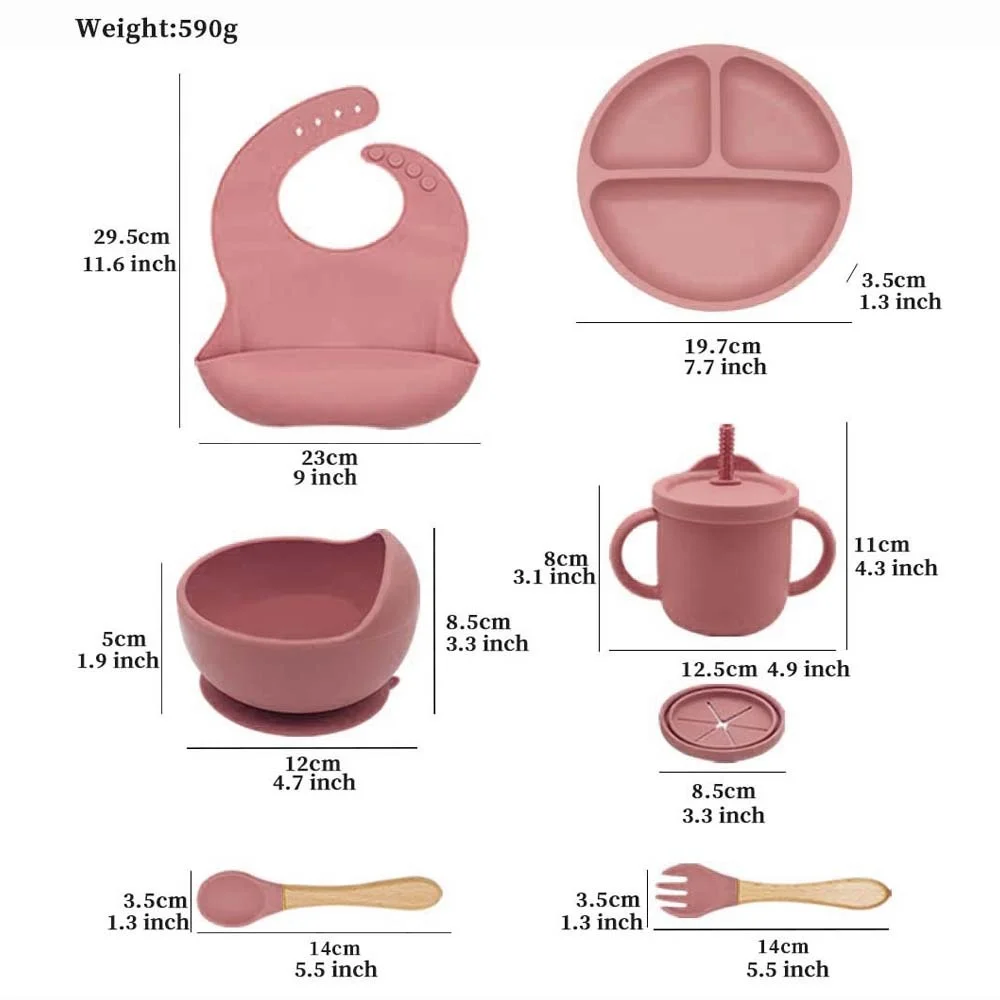 Integrated Cartoon Design Silicone Self-Feeding Baby Plate with Suction Cup High Chair Food Bowl Utensils for Weaning Baby details