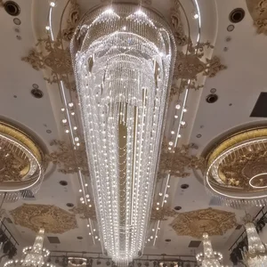 Luxury Elegant Classic Glass Crystal Chandelier Big Elegant Oval Pendant for Romantic Wedding Light Decoration