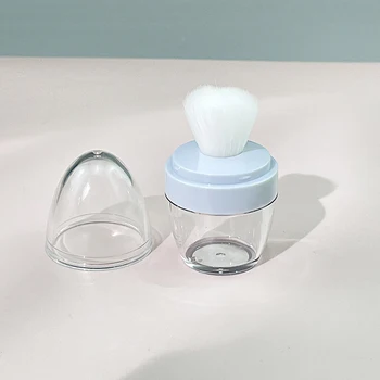 Custom plastic private label free sample cosmetics dispenser loose powder jar bottle with powder brush