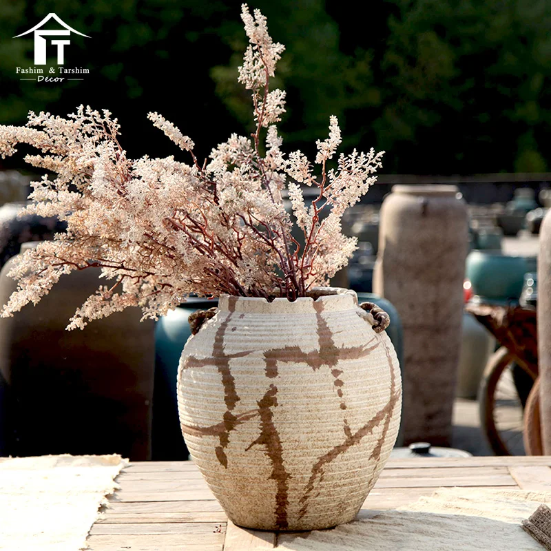 Decorative Big Ceramic Flower Pots In Bulk Handpainted Indoor Plant