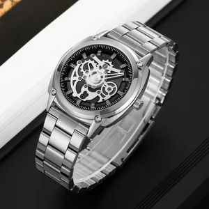 SKMEI 2293 Men's Business Luxury Cartoon Charm Quartz Watch Waterproof 3BAR Alloy Case Stainless Steel Strap Glass Fashion Sport