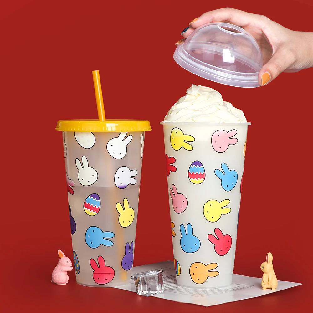 Gift Magical pp Temperature Magic Plastic Tumbler Colour Water Cold Color Changing Cup with Lid and Straw