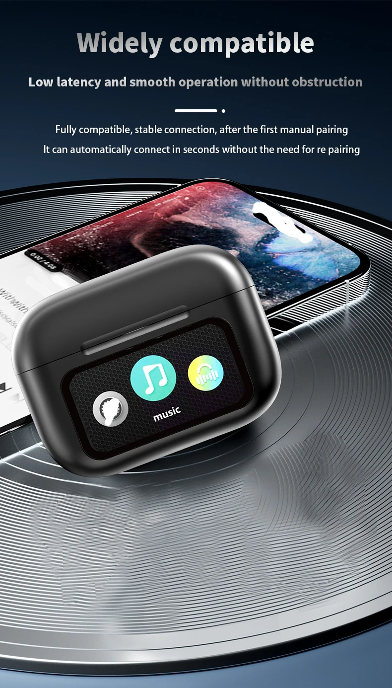 Upgrade A9 Pro APP Colorful Touch Screen Bluetooth ANC ENC GPS Active Noise Cancellation TWS Ultra Long Battery Life Earbuds