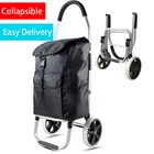 customized supermarket rolling wheeled handy portable detachable Collapsible grocery folding shopping trolley bag