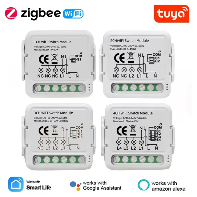 Tuya Mini Smart Wifi Zigbee Smart Switch Module  With Dry Contact Home Life 1/2/3/4 Gang Remote Control