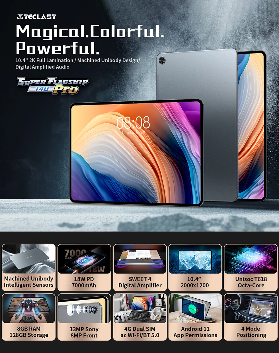 New arrival Teclast T40 Pro 10.4'' Tablet 2000x1200 IPS Android 11 UNISOC  T618 Octa Core 8GB RAM 128GB Storage 4G Call Type-C T| Alibaba.com