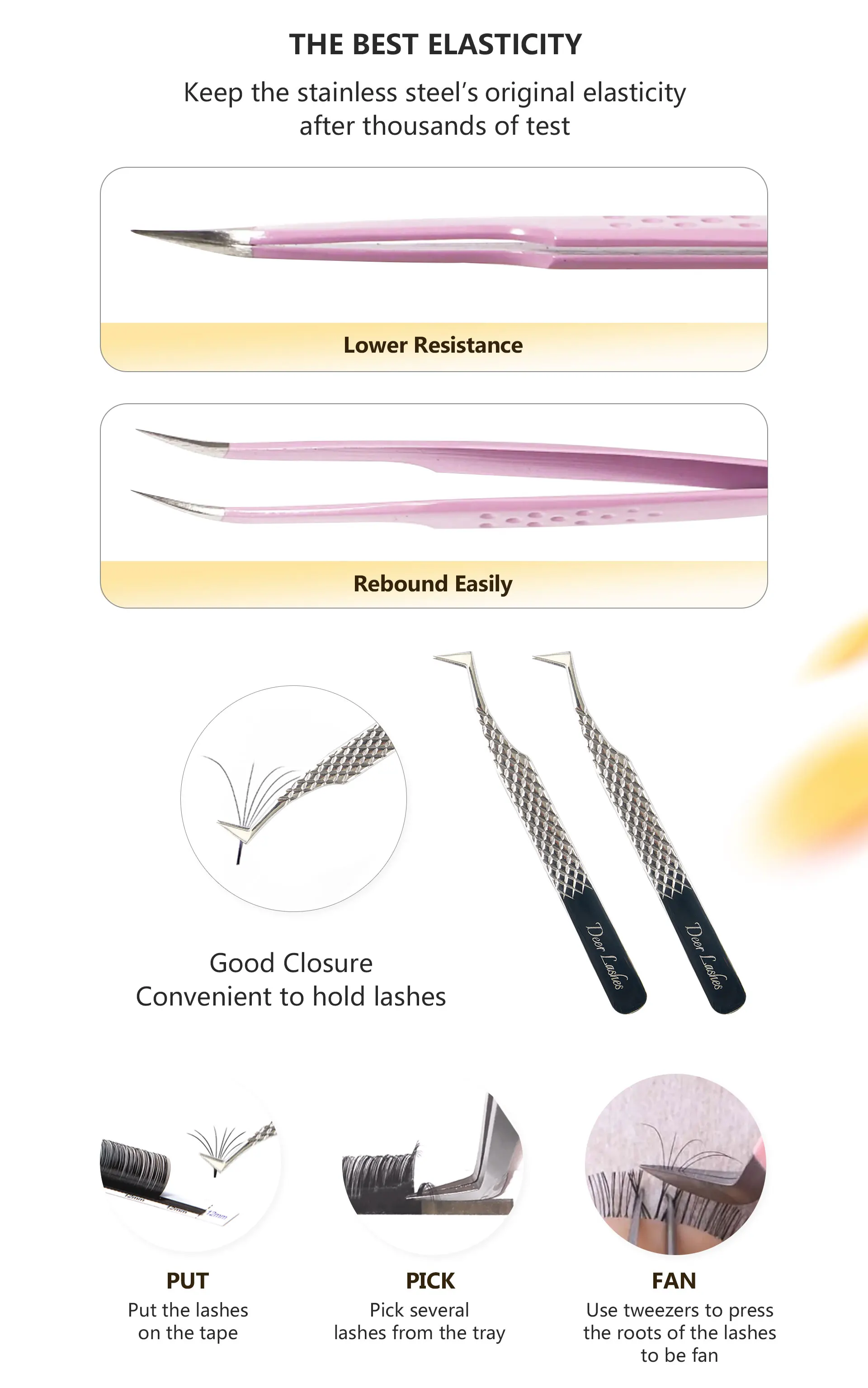 Rose Pink Diamond Grip Eyelash Tweezers Pink Box Packing Isolation ...