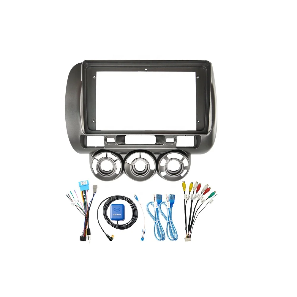 Meihua LHD Dashboard Car DVD Frame Dash Kits for Honda Fit Jazz 2004-2007 Interior Auto Accessories with Canbus Cable