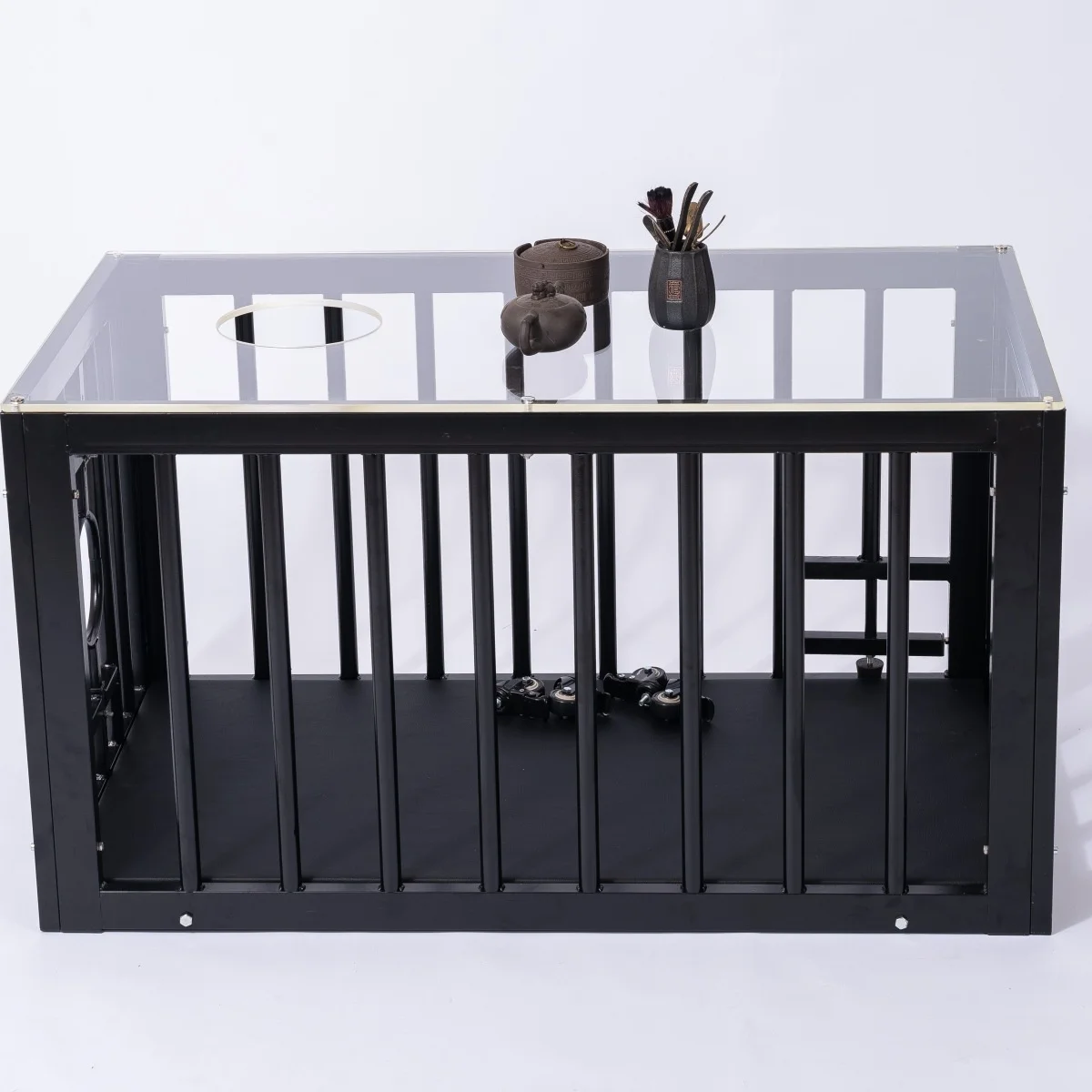 BDSM Iron Cage Training Table Coffee Table and Dog Cage with Sex Furniture Props for Training and Restraint