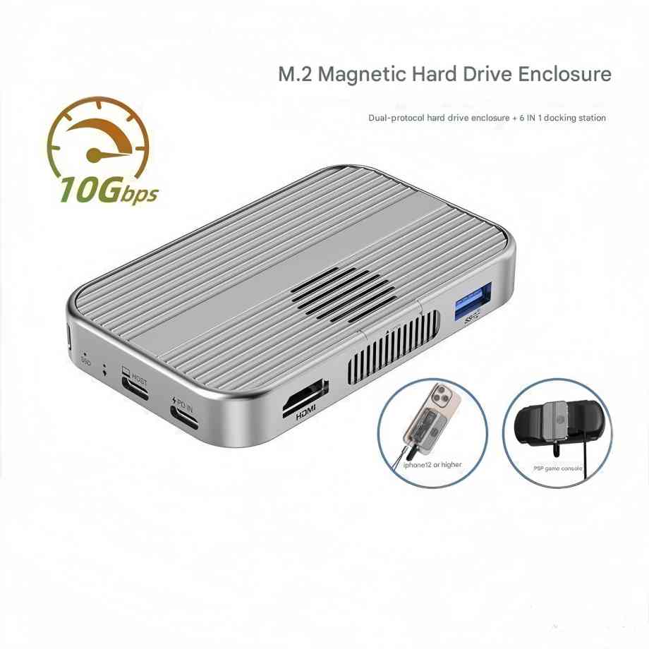 Готовый к отправке NVME 10 Гбит/с корпус SSD с поддержкой 2230 2242 2260 2280 8 ТБ внешний жесткий диск Корпус USB C магнитным