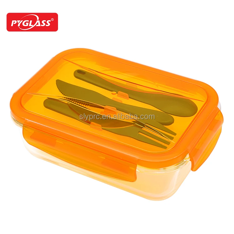 Knife Fork And Spoon Heat Resistant Glass Food Storage Container Lunch
