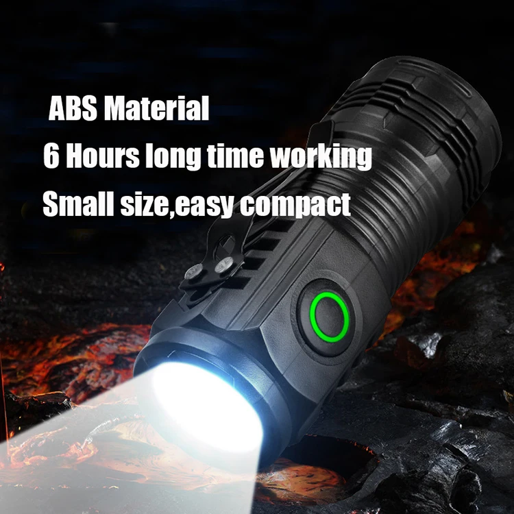 Custom Mini 3LED Rechargeable LED Flashlight Portable with Clip ABS Plastic Body and Aluminum Alloy Housing