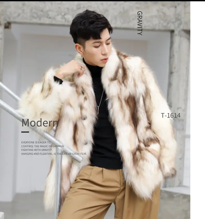 Finland imported SAGA-grade fox fur coat men's 2022 new light luxury hooded fur coat winter