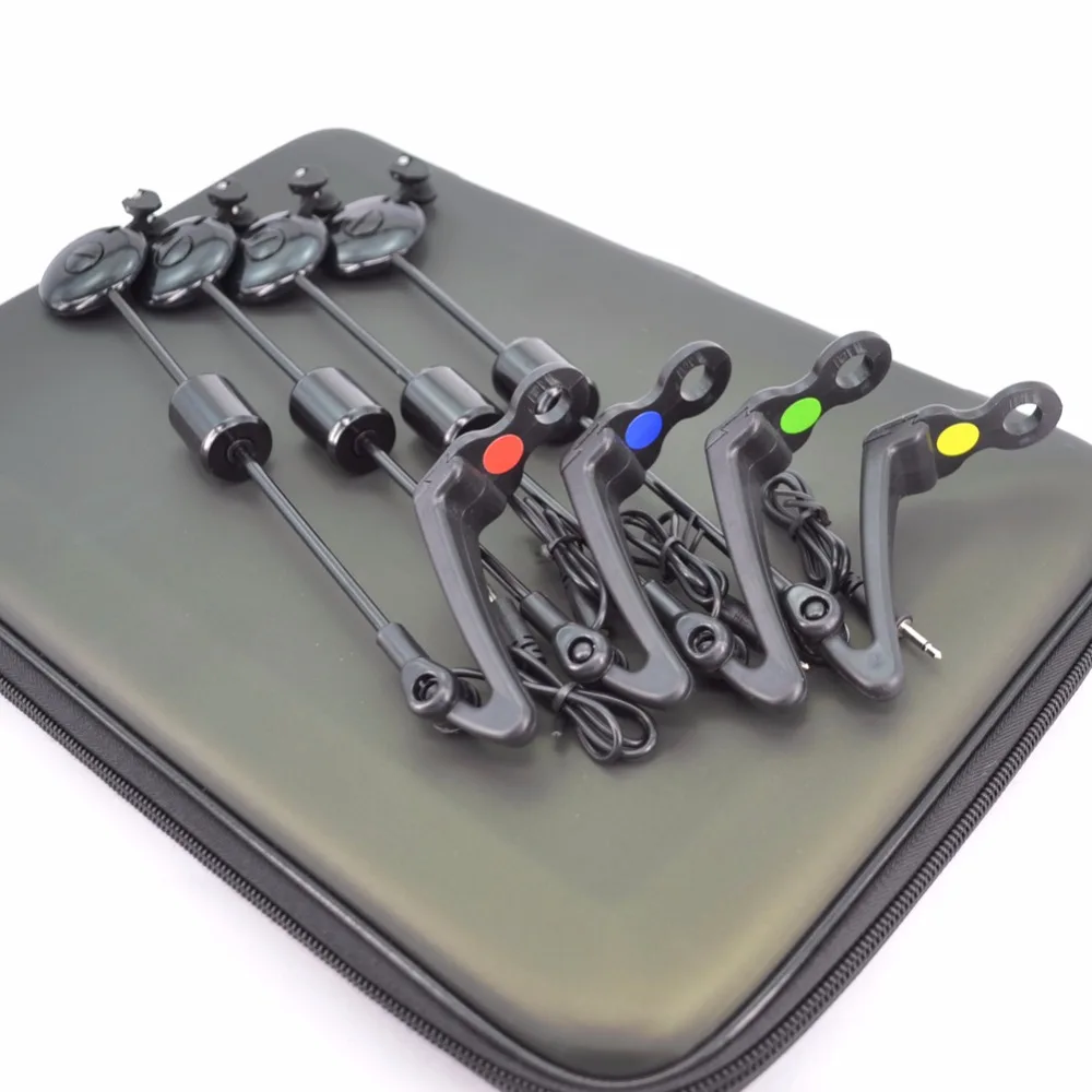 Carp Fishing Swinger Set Led Illuminated Swinger Drop Off Indicator for Carp Fishing Tackle Accessories 4pcs in Zipped Case