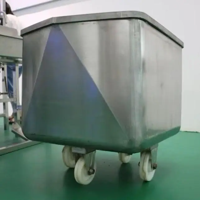 Industrial durable stainless steel meat cart with reinforced base and smooth wheels