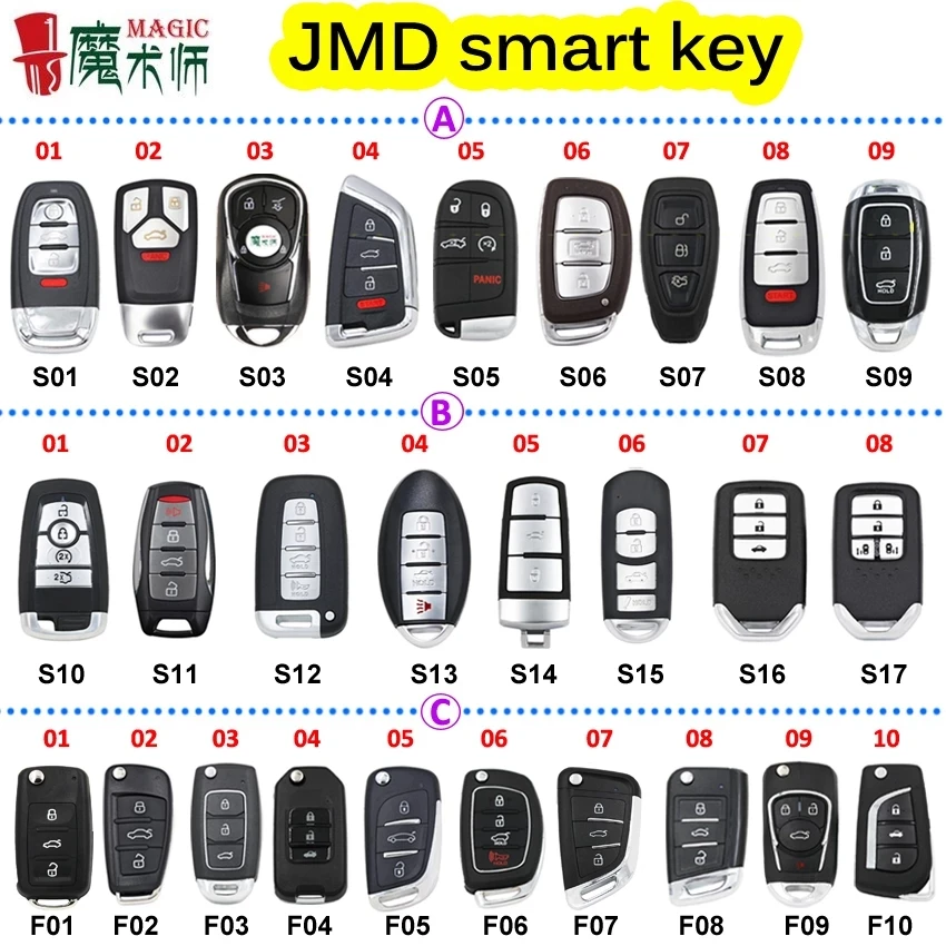 JMD Magic Remote Smart Key for VW Mazda Audi Hyundai Honda Buick  Ford Dodge Toyota Flip MQB DF B5 A6 DS Style Key 4 in 1