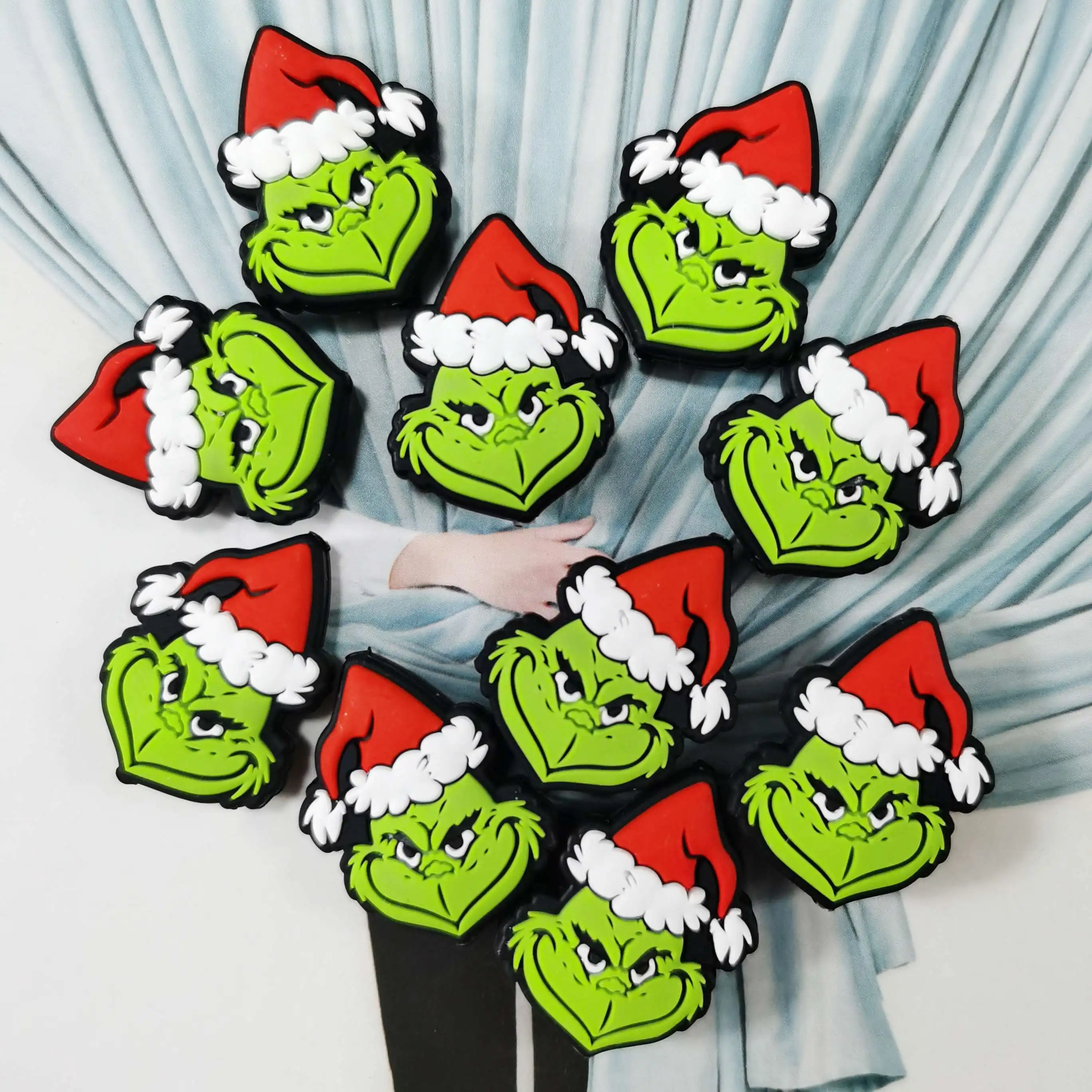 Silicone Focal Beads For Beadable Pens DIY Grinch Hand 3 Pieces