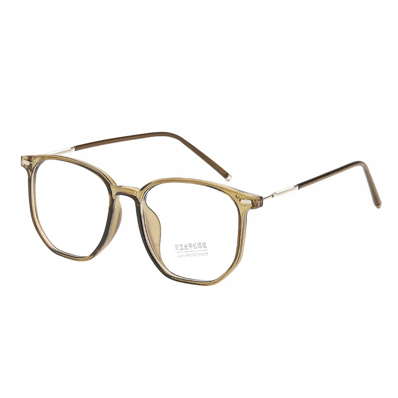 2024 New Eyeglass Frame Large Frame Irregular Flat Mirror Anti Blue Light Glasses Frame Female