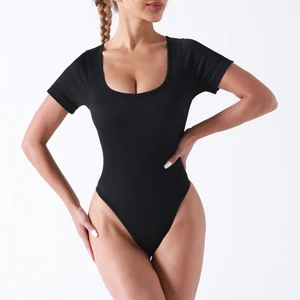 Women Short Sleeve Shapewear Bodysuits Seamless Sexy Ribbed Tops Bodysuits