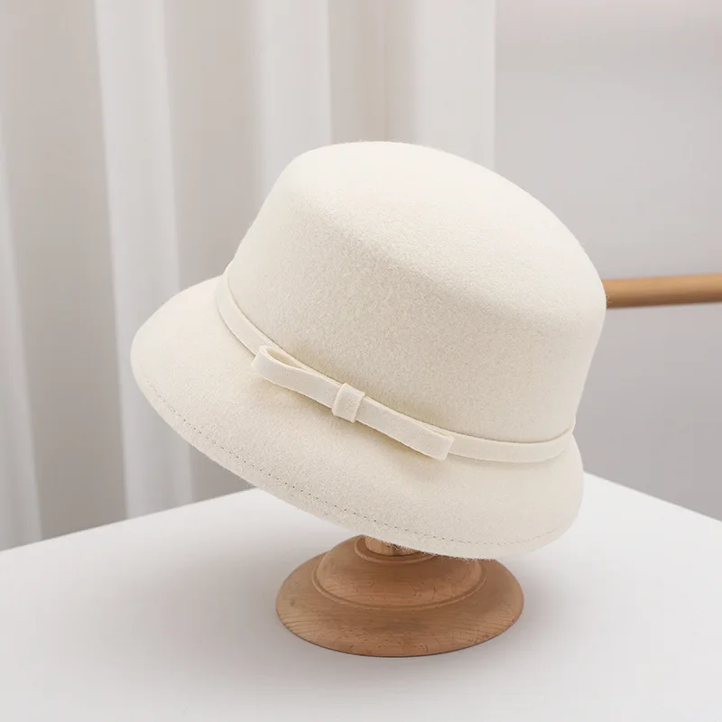 winter white dress hats Hat Wool Fedora Hat New Trendy Autumn Winter Elegant Wool Fedora Hat French Style AHP David's Bridal | Dresses Color:BLACK/GREEN One size fits all.