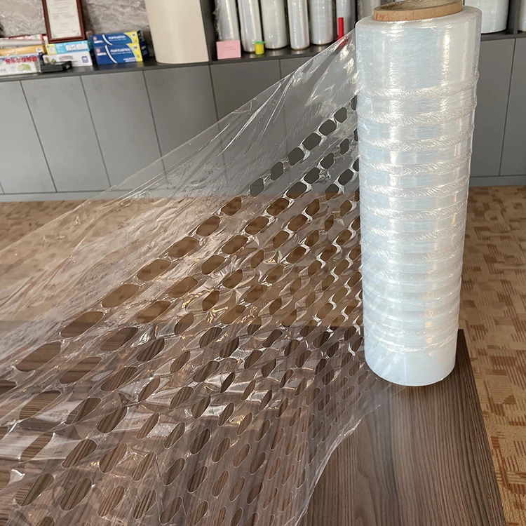 Perforated Breathable Ventilated  Lldpe Pallet Wrap Stretch Film With Hole