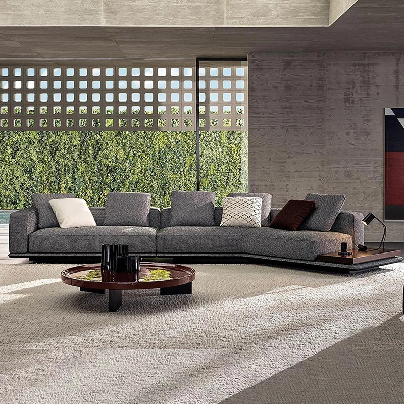 Light luxury modern horizon sofa set customize high class Italian villa sofa set minimalist fabric designer sofa furniture