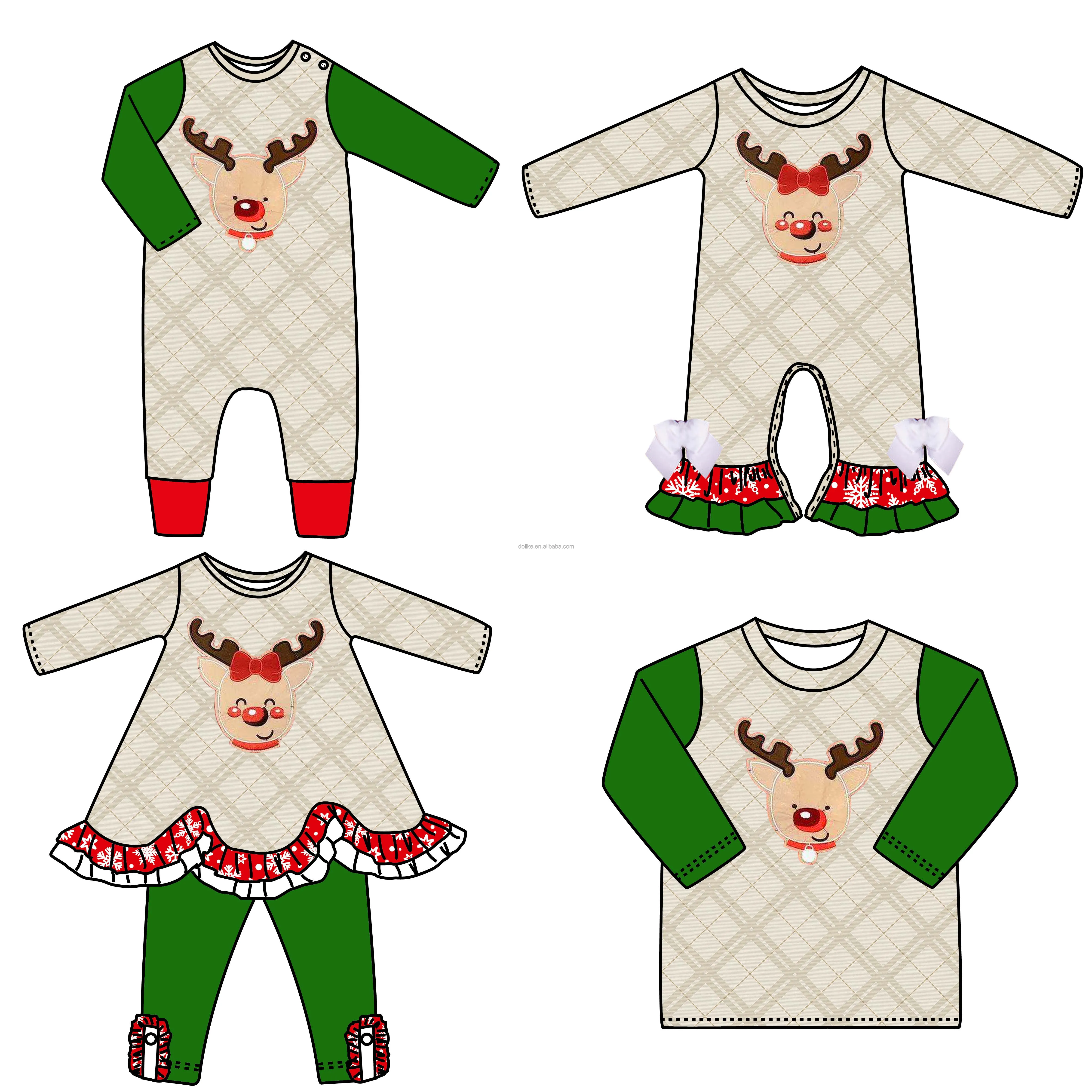 圣诞女孩精品服装儿童服装套装婴儿褶边腿装时尚