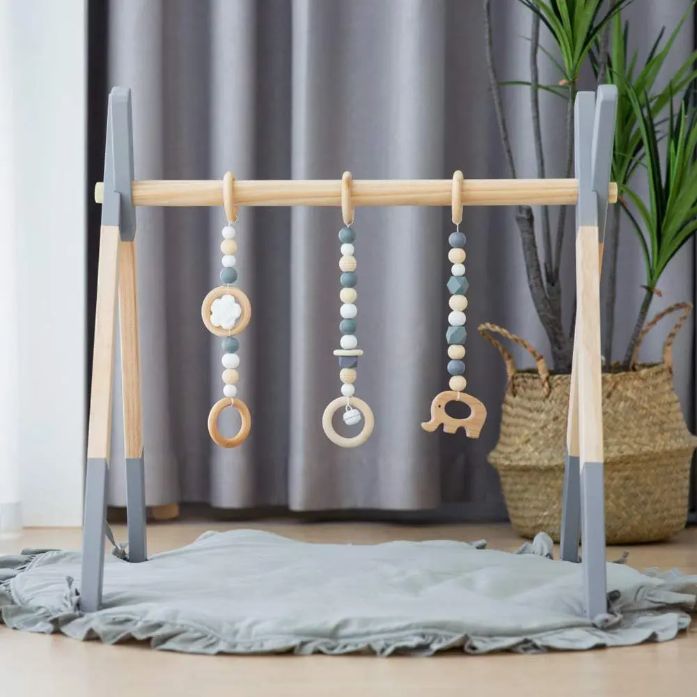 Деревянный складной детский тренажерный зал с ковриком Детская игровая рамка для тренажерного зала подвесные игрушки бара и занятий в спортзале