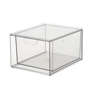 High Transparency BPA Free Stackable Desktop Cosmetic Storage Drawer with Built-in Handle