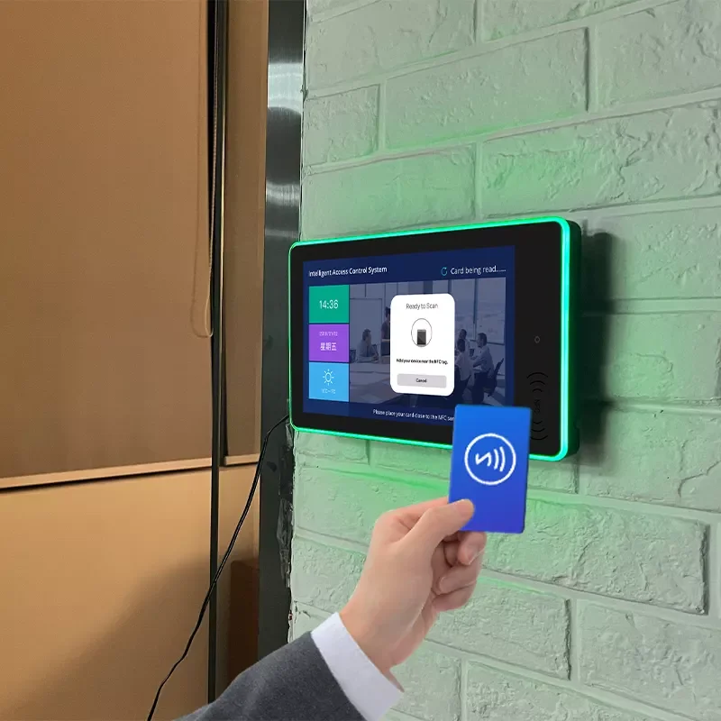 Wall Mounted Conference Android Meeting Room Optional NFC POE Power Tablet LCD Touch Screen 10.1 Inch LED Light Booking System