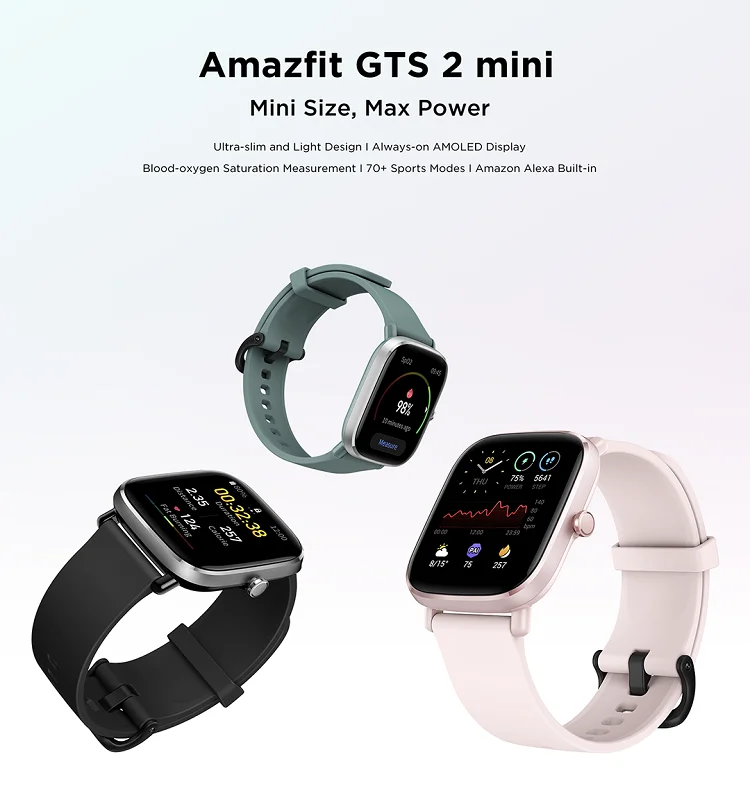 Amazfit Gts 2 Mini Fitness Smart Watch,Super-light Thin Design,14-days  Battery Life,70+ Sports Modes,Spo2 Level,Smartwatch - Buy Amazfit Gts 2  Mini Smart Watch Original Amazfit Smartwatch Relogio Smart Watch Relogio  Inteligente Product on