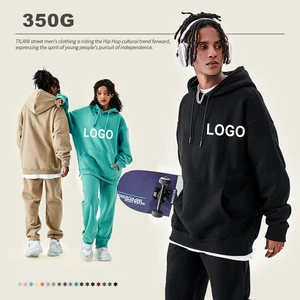 Customized logo Mens 350G Oversized Winter Comfort Streetwear Hoodies Pullover Loose Men's 85% Cotton Fleece Hoody