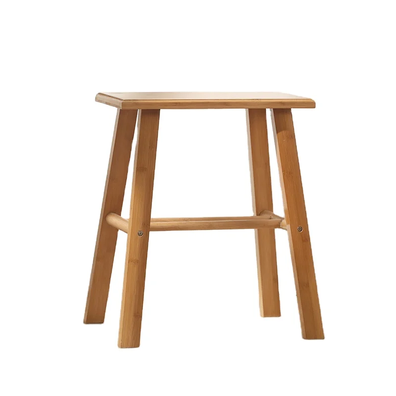 Детский стул из бамбука, маленький квадратный стул из твердой древесины, скамейка для отдыха