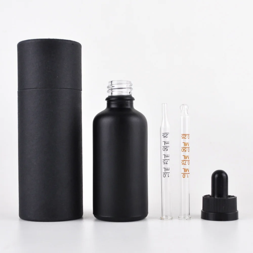 Black Matte Frosted Glass Dropper Bottle for Essential Oil Serum UV Protection Cosmetic Packaging CE Certified