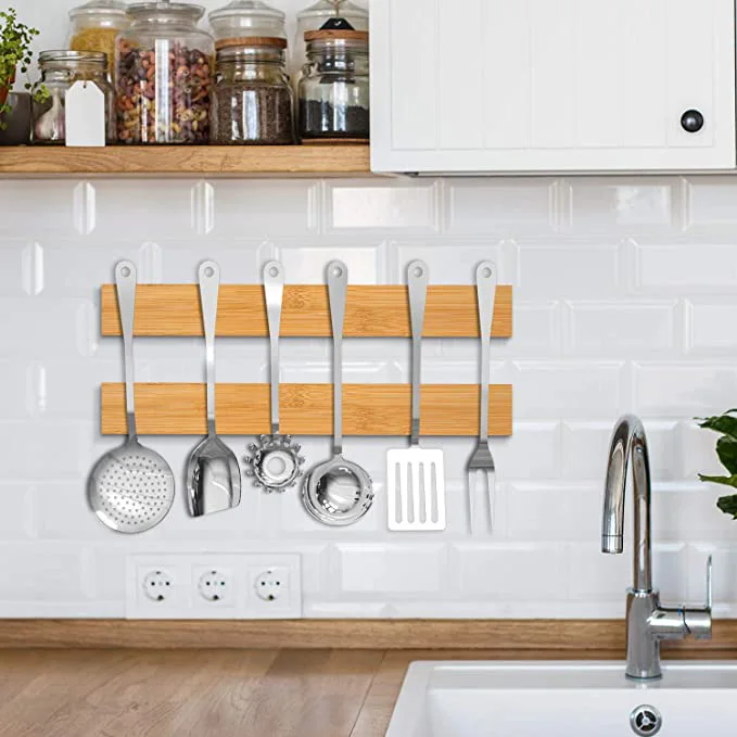 Bambo кухня Магнитный настенный держатель для ножей магнитный держатель для ножей для кухни полосы деревянный чернильная подставка 16 Inch блоки и пакеты в рулоне