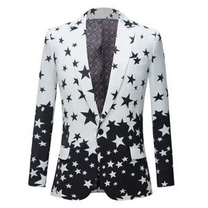 Five Star Gradient Suit Pop Men's Printed Suit Host's Dress Coat