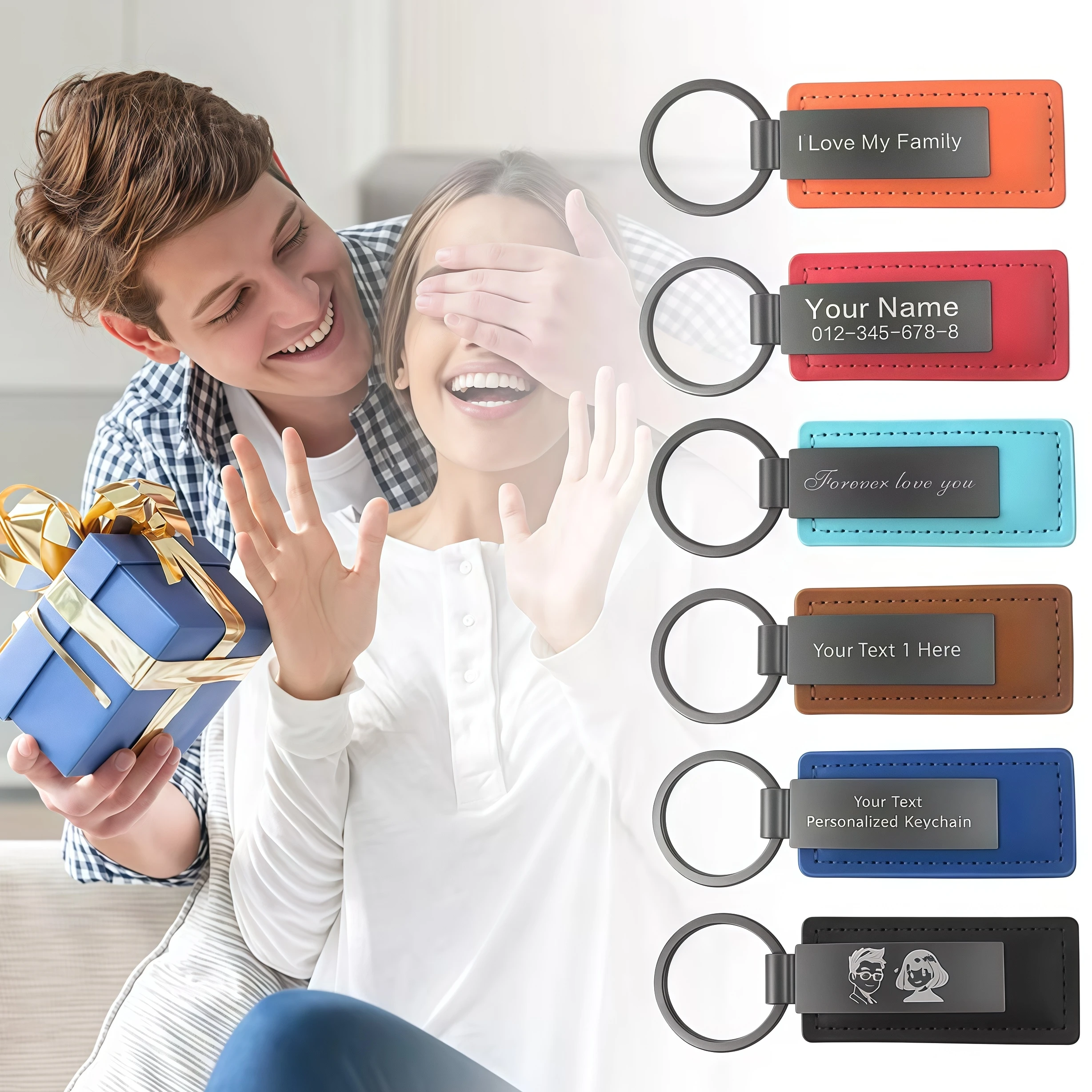 Chain Customized Logo Key Holder Genuine Embossed Luxury Blank Pu Custom Leather Keychains_voghion.com