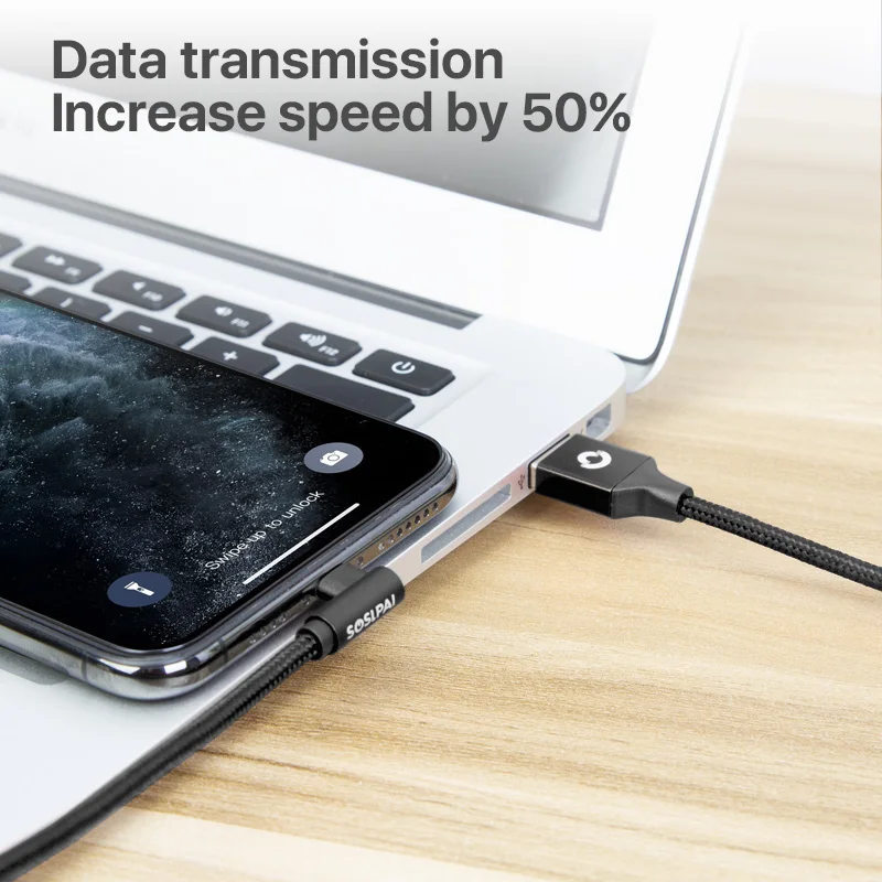 SOSLPAI 2019 дешевый usb Дата-кабель 90 градусов дизайн нейлоновый провод для iphone usb-кабель зарядное устройство