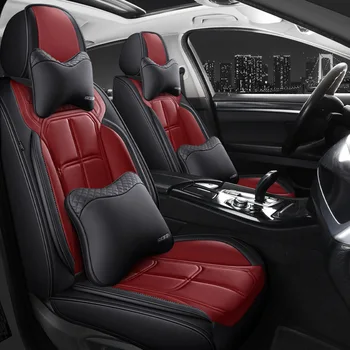 2025 New Full Leather Seat Cover Car Waterproof Durable Breathable Red Car Seat Cover Full Set