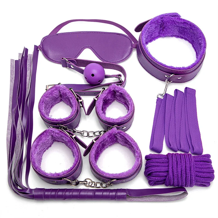 Sex Toys For Couple Whip Gag Handcuffs 7pcs Leather Bdsm Kits Plush Sex Bondage Set Buy Bdsm
