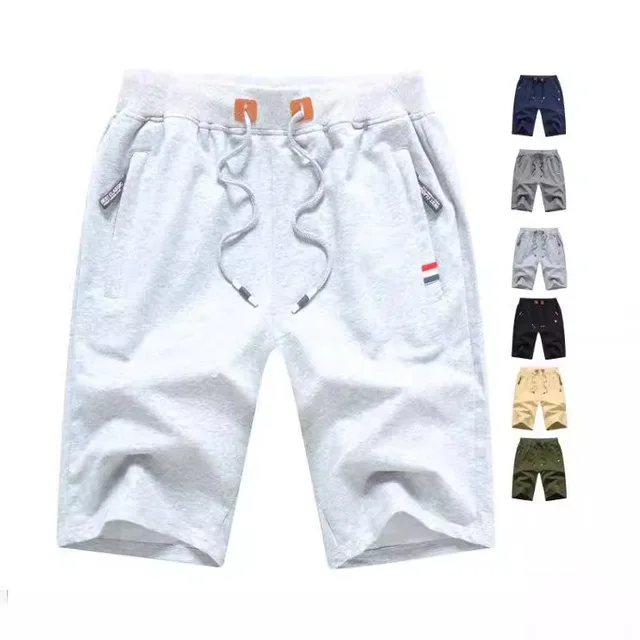 New Youth Fashion Cross-Border Sports Shorts for Men Deep Inventory Plus Size Knee-Length Cargo Shorts with Solid Pattern