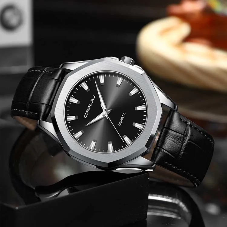 CRRJU 5015 Charming Classic Male Quartz Watch Latest Japan Movement Water Proof Luminous Vintage Business Watch Design
