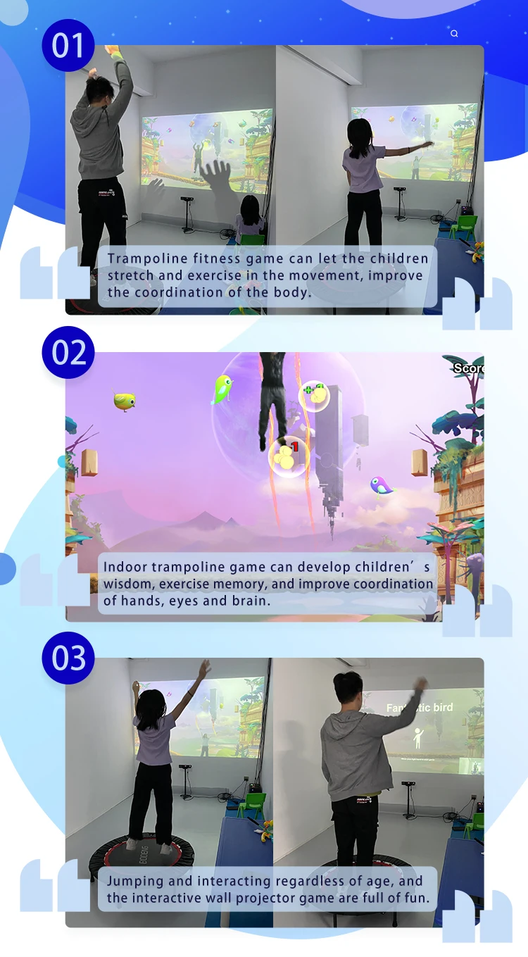 Indoor Jumping Trampoline Fitness Game Interactive Wall Projector Game