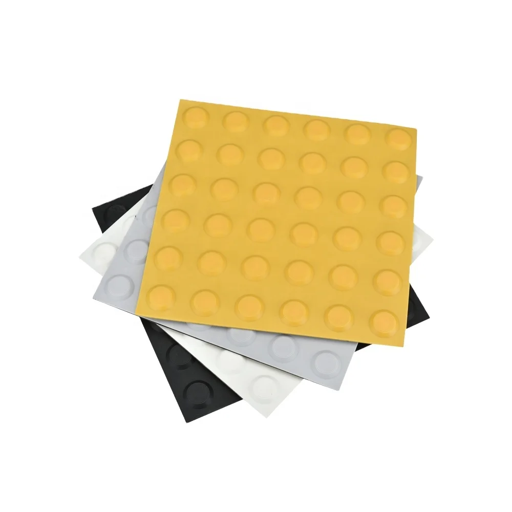 self-adhesive PVC rubber PU polyurethane tactile indicator tile paving plate mats for non-slip blind guiding warning in yellow