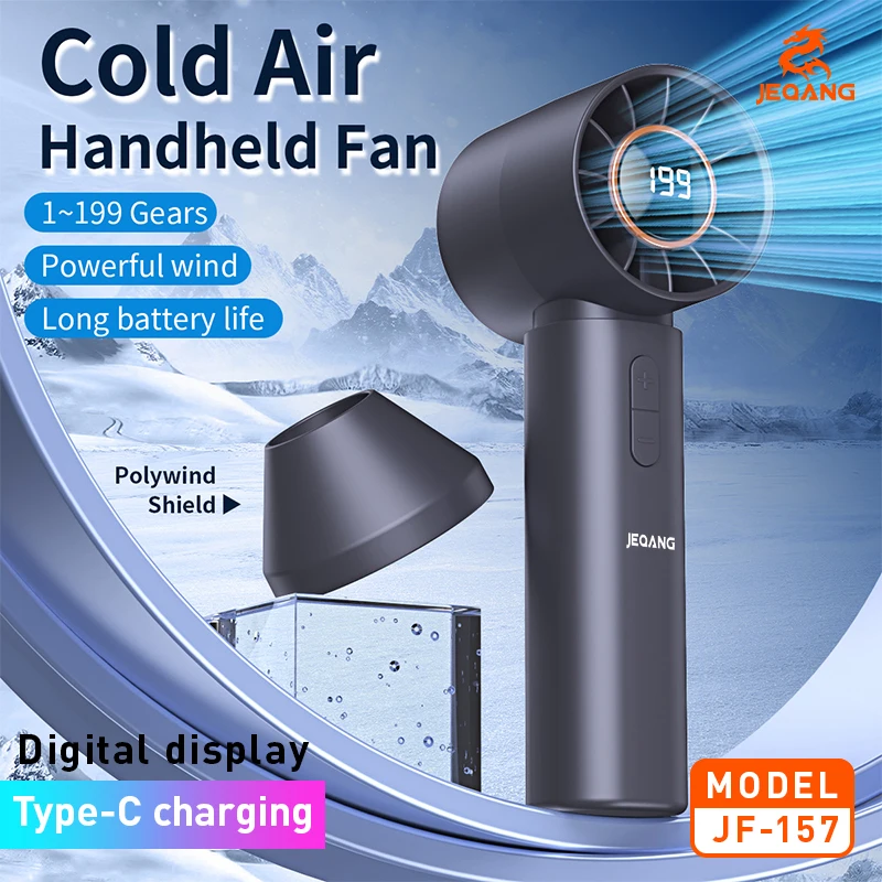 JF-157 199-Speed Portable Mini Turbo Fan New Digital Display Small Desktop Fan for Home Office Cross-Border Consumer Electronics